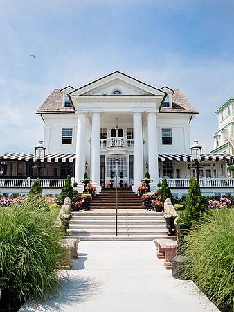 exterior view of the front of peter shields inn cape may nj